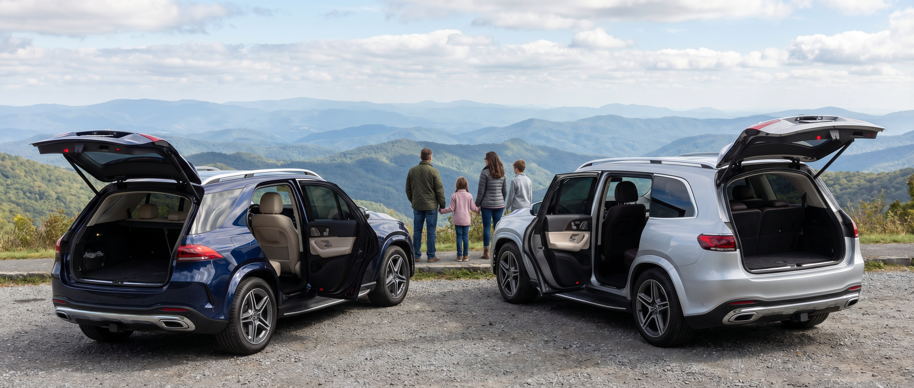 Mercedes-Benz GLE and GLS family SUVs compared for Blue Ridge trips from Duluth, GA
